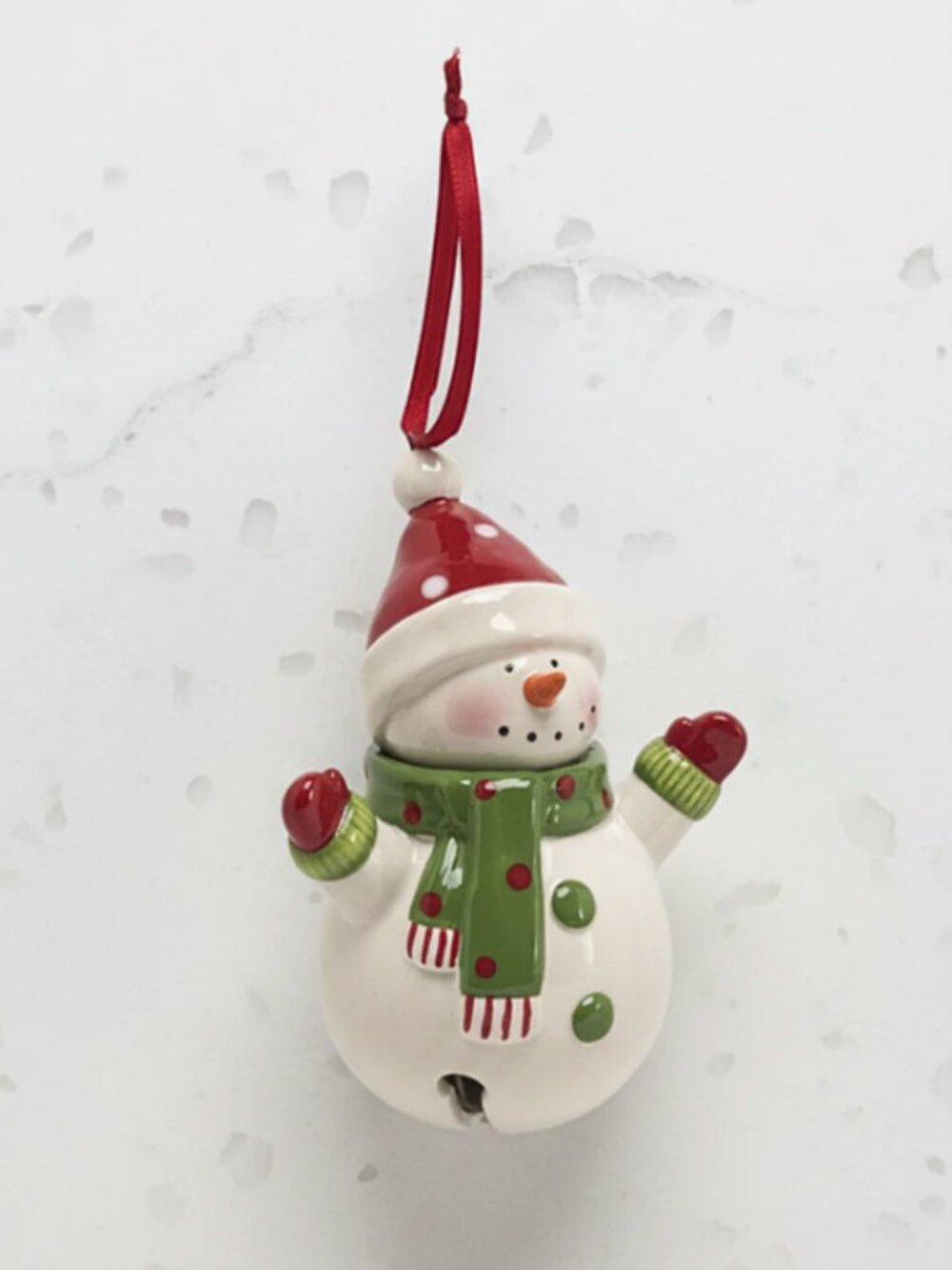 Snowman Ceramic Bell Ornament